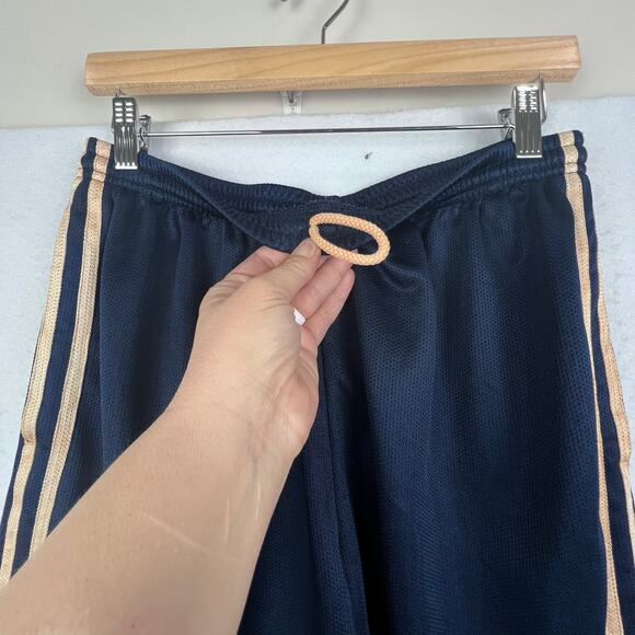 Vintage Adidas Navy Blue Pink Basic Side Stripe Athletic Running Womens Shorts L - Picture 13 of 15